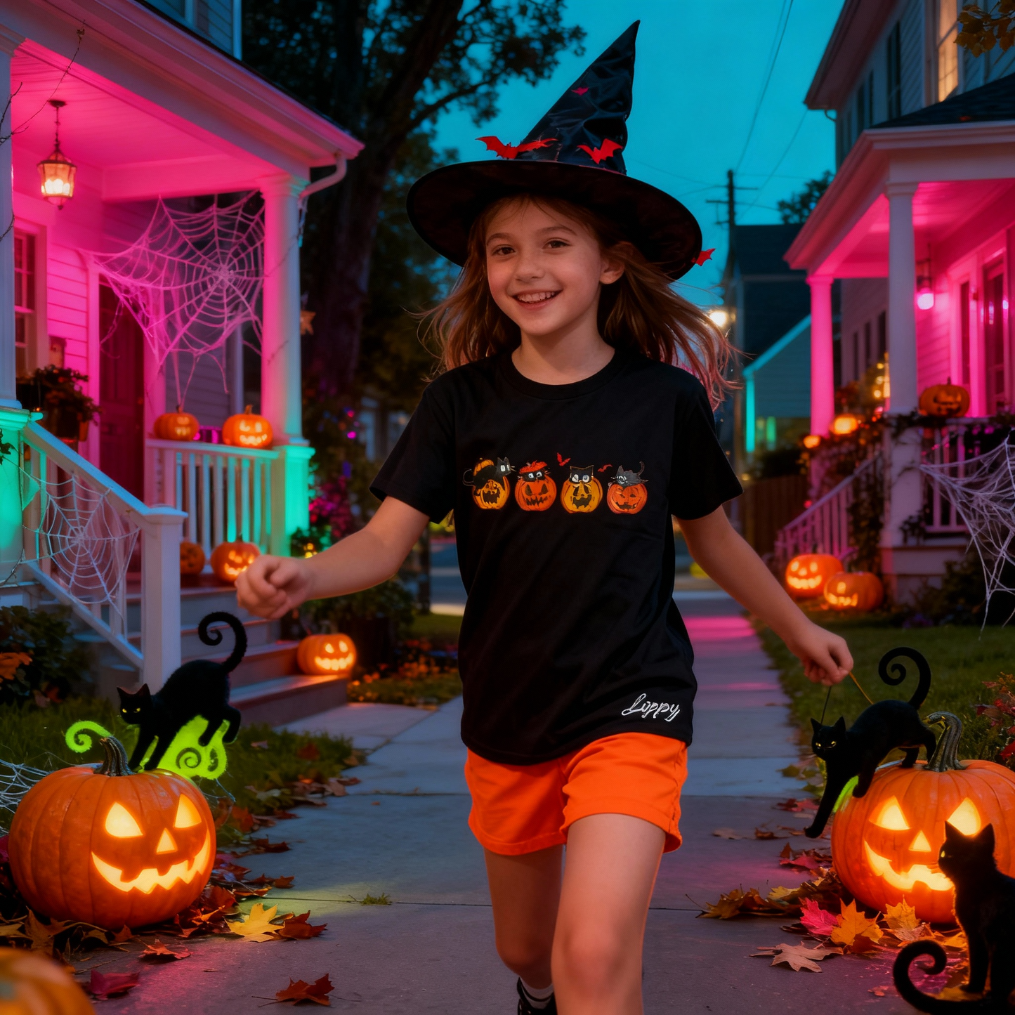 Kids Cats and Pumpkins Tee